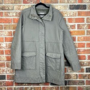 PRANA Olive Green Long Coat Trip Jacket Sherpa Lined Womens Large